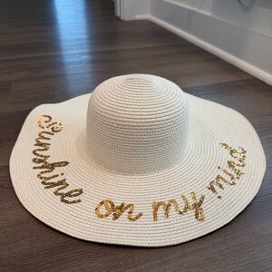Sun Hat with Gold Lettering